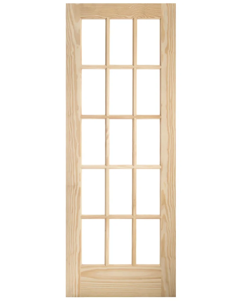 15 Lite Glass French Clear Pine Wood Interior Door