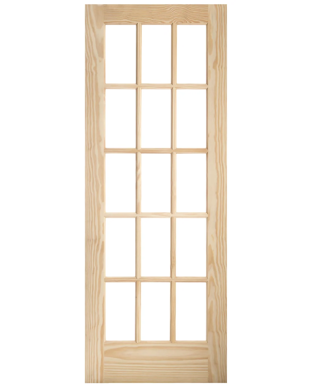15 Lite Glass French Clear Pine Wood Interior Door