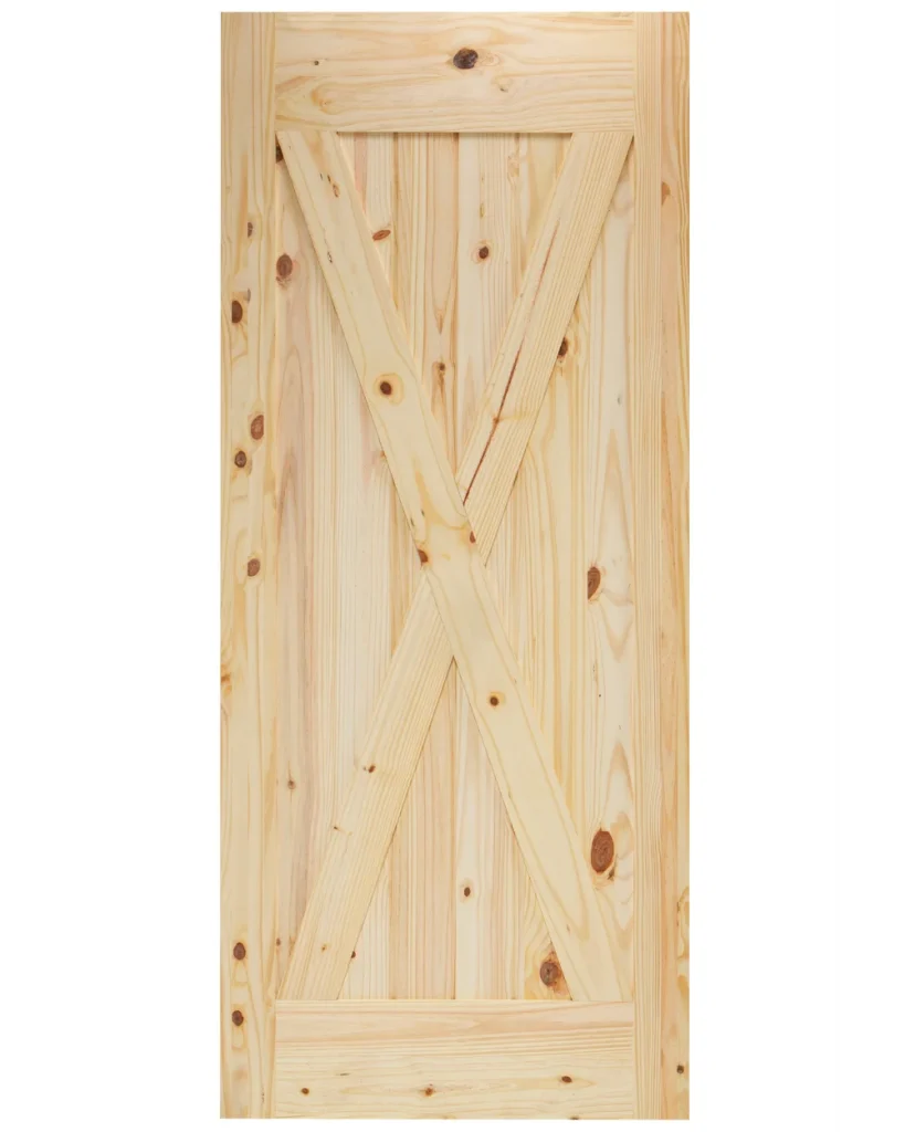 X-Brace V-Groove Knotty Pine Barn Door