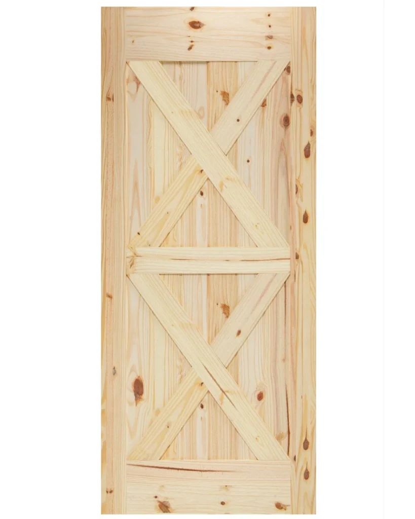 Double X-Brace V-Groove Knotty Pine Barn Door