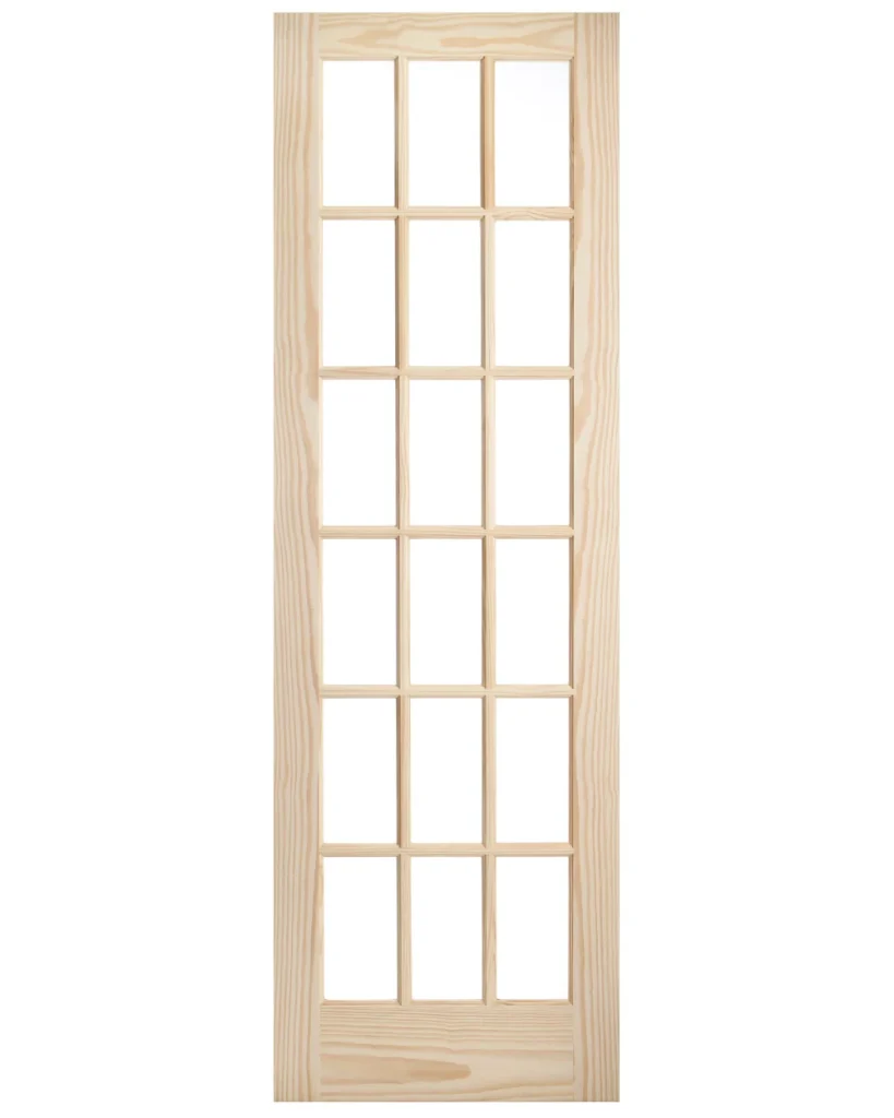18 Lite Solid Core Pine Wood Glass Panel French Interior Door