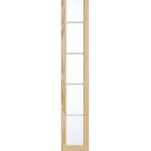 5 Lite Front Door Pine Wood Sidelite with Tempered Glass