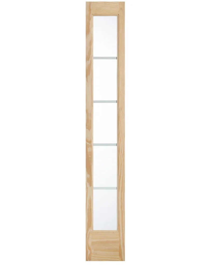 5 Lite Front Door Pine Wood Sidelite with Tempered Glass