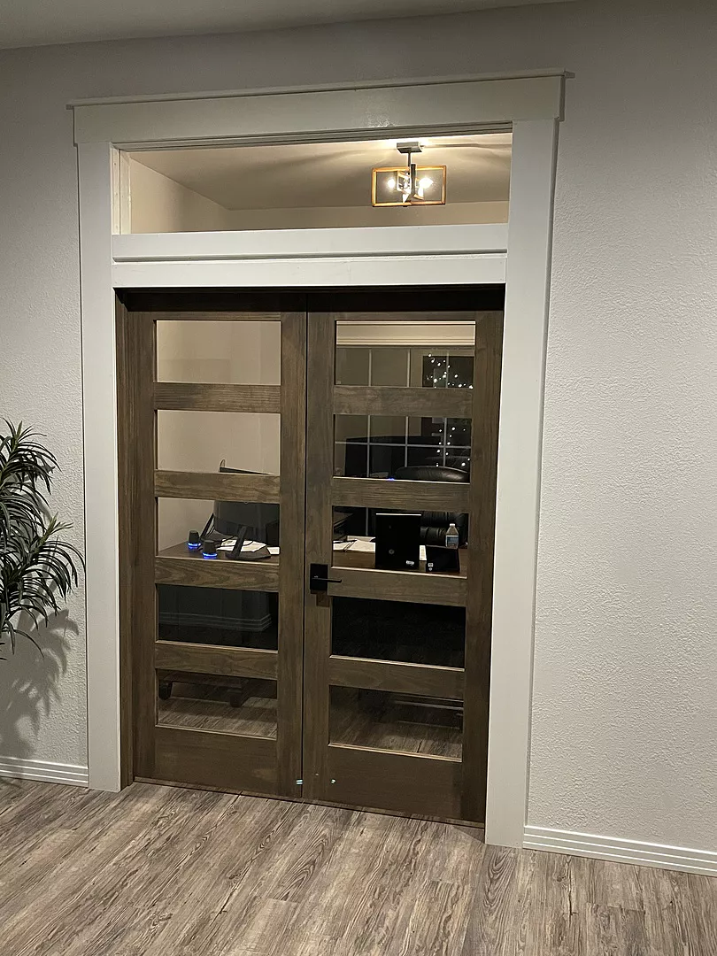 5 Clear Glass Panel Shaker Style Wood Interior Door - Image 3