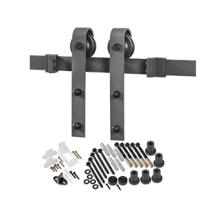 Bent Strap Barn Door Hardware Kit with Track and Rollers