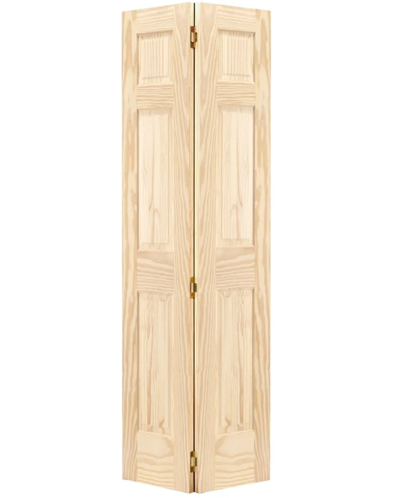 6 Panel Raised Double Hip Solid Core Pine Wood Interior Bifold Door