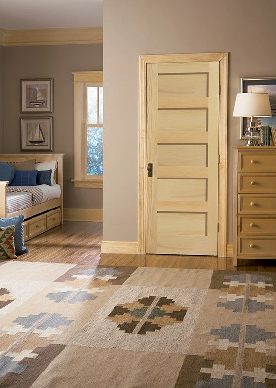 5 Panel Shaker Style Clear Pine Wood Interior Door