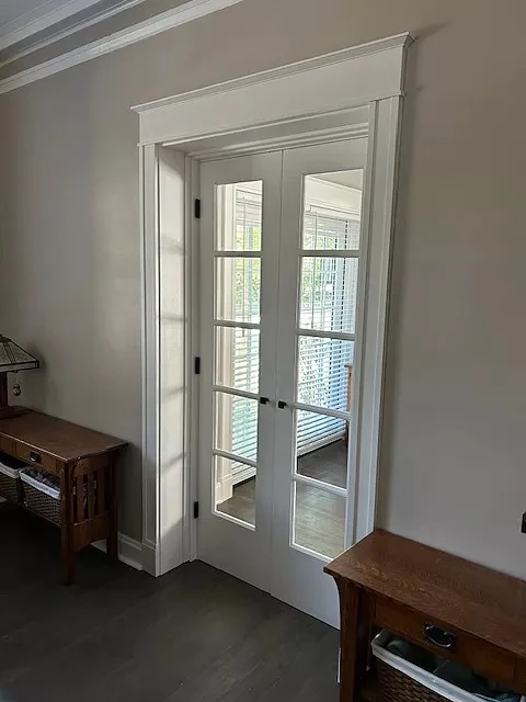 5 Lite Clear Glass Narrow French Primed Wood Interior Door - Image 7