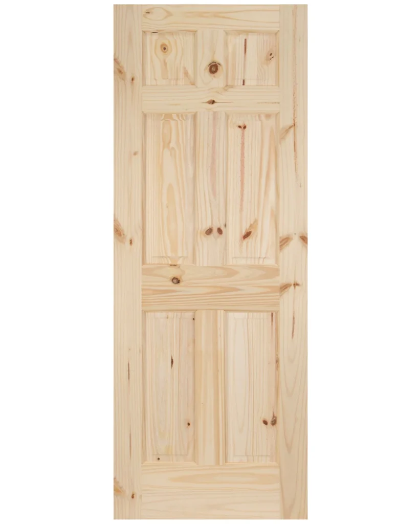 6 Panel Knotty Pine Wood Single Hip Interior Door