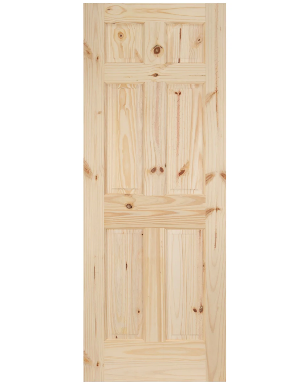 6 Panel Knotty Pine Wood Single Hip Interior Door