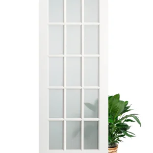 15 Lite Frosted Glass French Primed Wood Interior Door