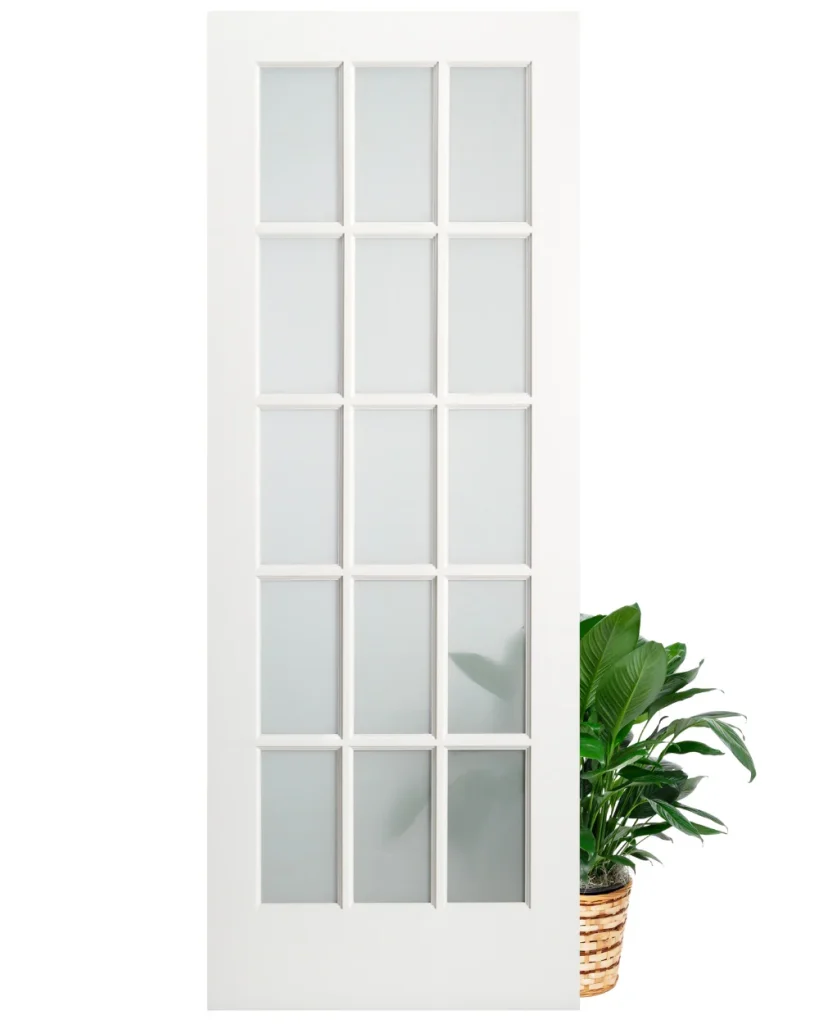 15 Lite Frosted Glass French Primed Wood Interior Door