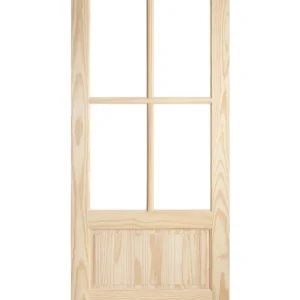 4-Lite Glass Over Raised Panel Exterior Pine Front Door