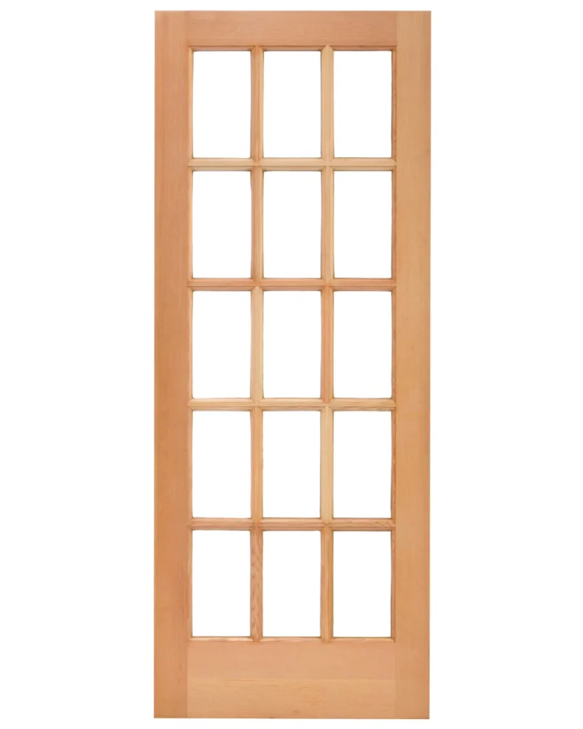 15 Lite Fir Wood Glass Panel French Exterior Door