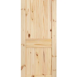 2 Panel Arch Top V-Groove Knotty Pine Wood Interior Door