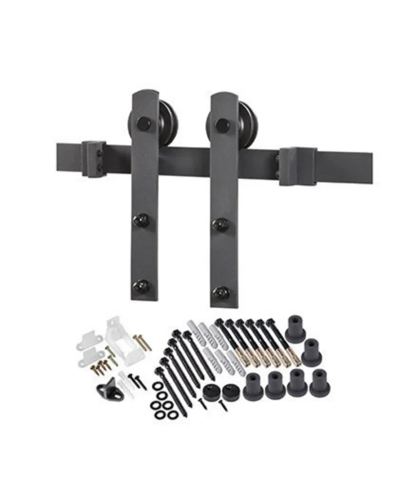 Straight Strap Barn Door Hardware Kit with Track and Rollers
