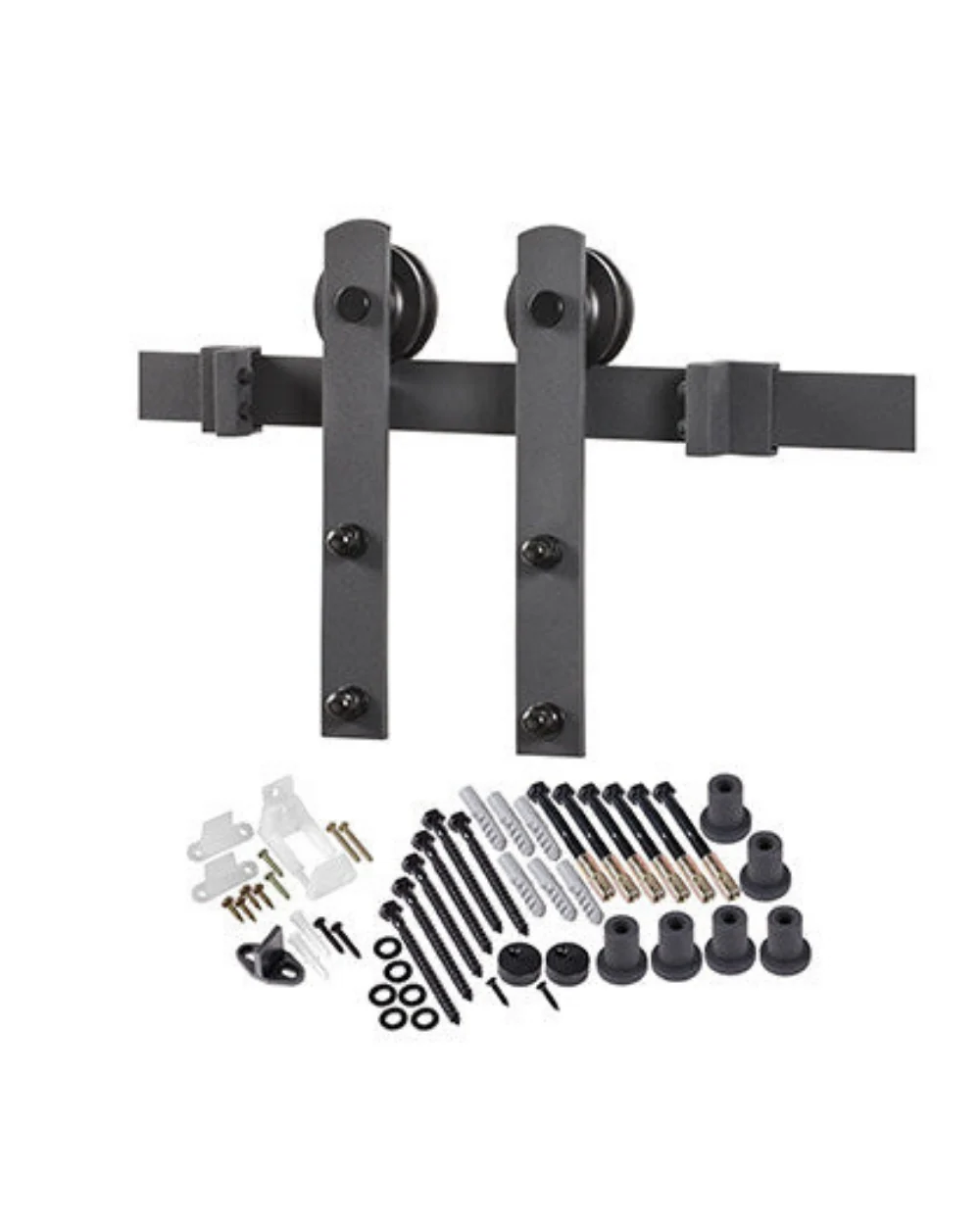 Straight Strap Barn Door Hardware Kit with Track and Rollers