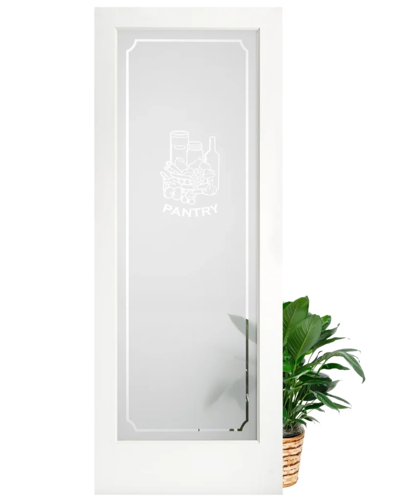 Single Lite Decorative Glass Panel Primed Pine Wood Pantry Door