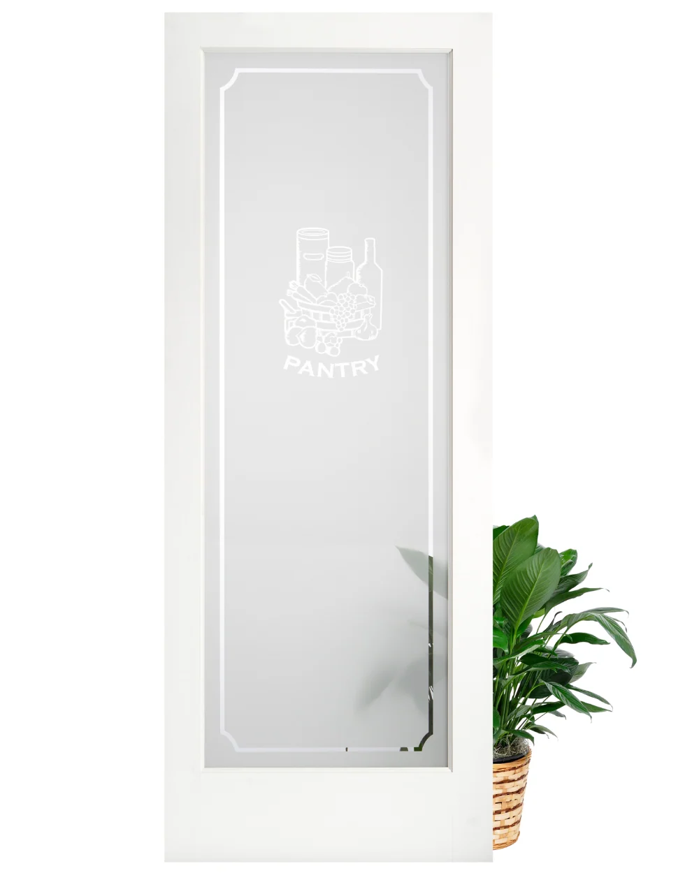 Single Lite Decorative Glass Panel Primed Pine Wood Pantry Door
