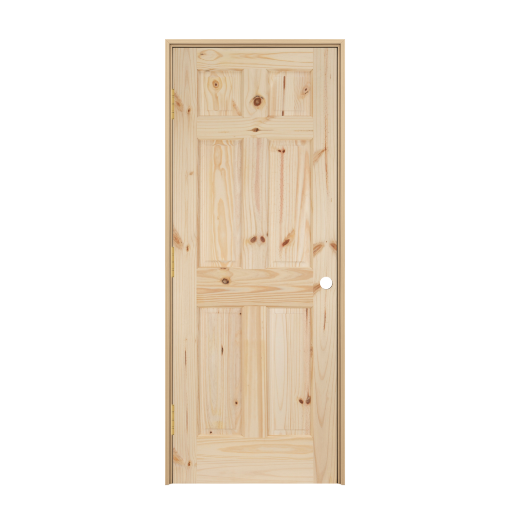 Prehung 6 Panel Knotty Pine Single Hip Interior Door