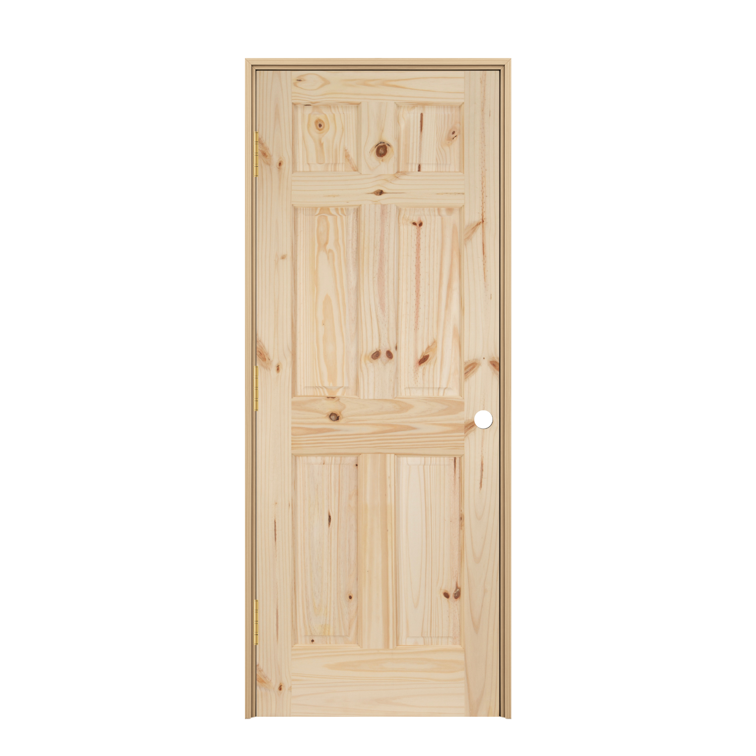 Prehung 6 Panel Knotty Pine Single Hip Interior Door