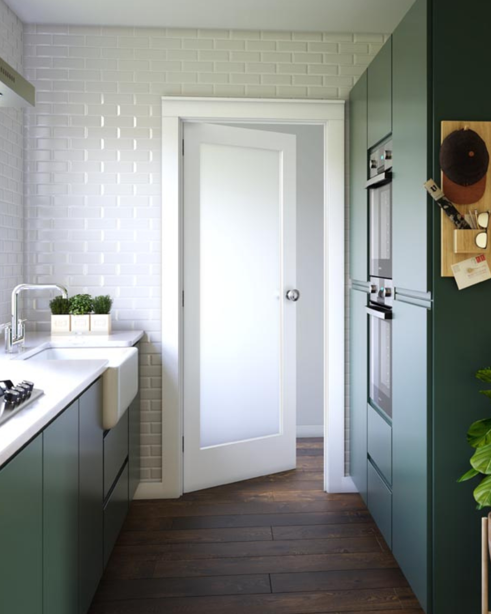 Single Lite Frosted Glass Shaker Style Primed Wood Interior Door - Image 3