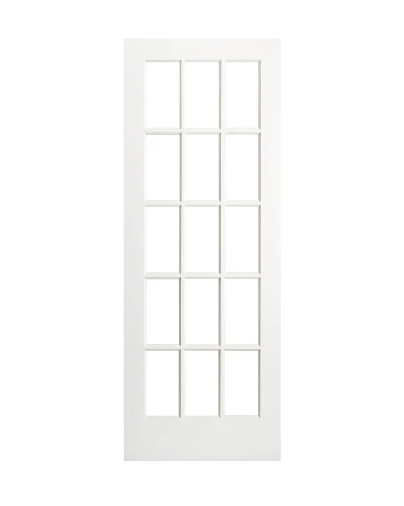 15 Lite Glass French Primed Wood Interior Door