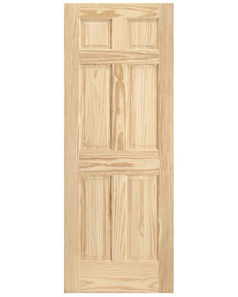 6 Panel Raised Single Hip Pine Wood Interior Door