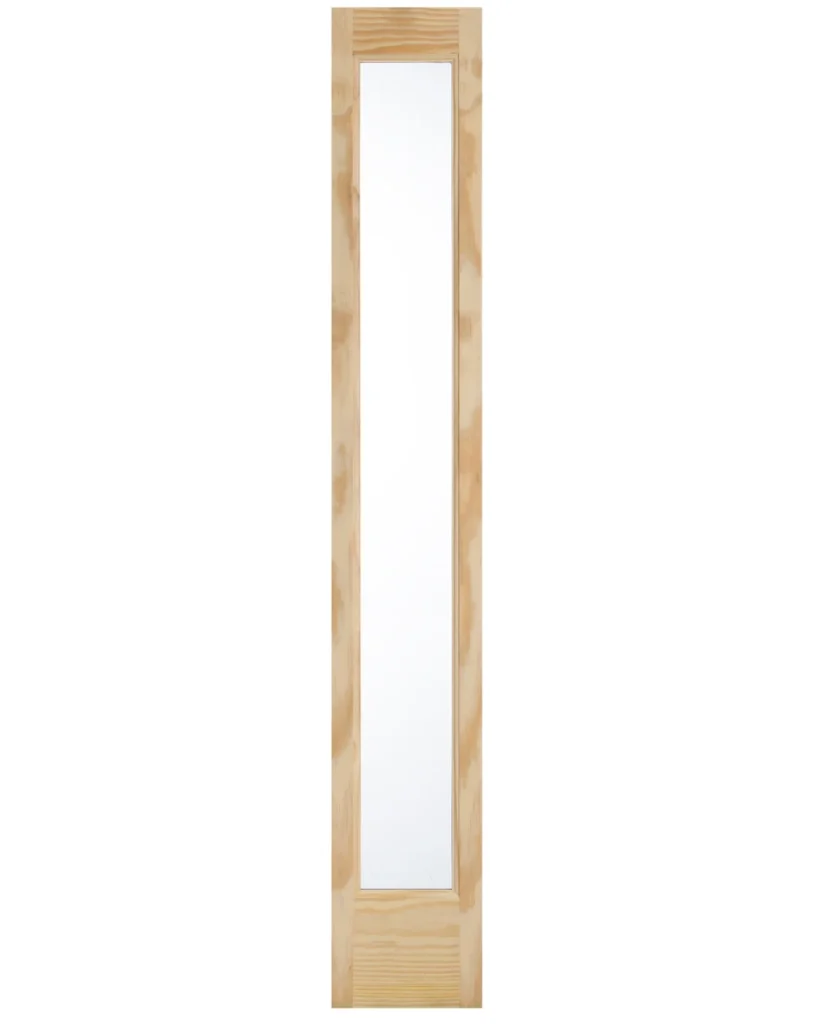 Full Lite Front Door Pine Wood Sidelite with Tempered Glass