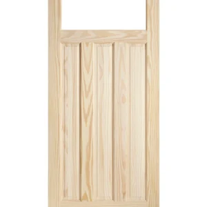 Exterior Wood Front Entry Door with Single Lite Glass and 3 Vertical Panels
