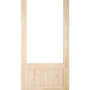 3/4 Single Lite Glass Over Raised Panel Pine Wood Exterior Door