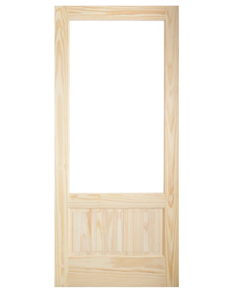 3/4 Single Lite Glass Over Raised Panel Pine Wood Exterior Door