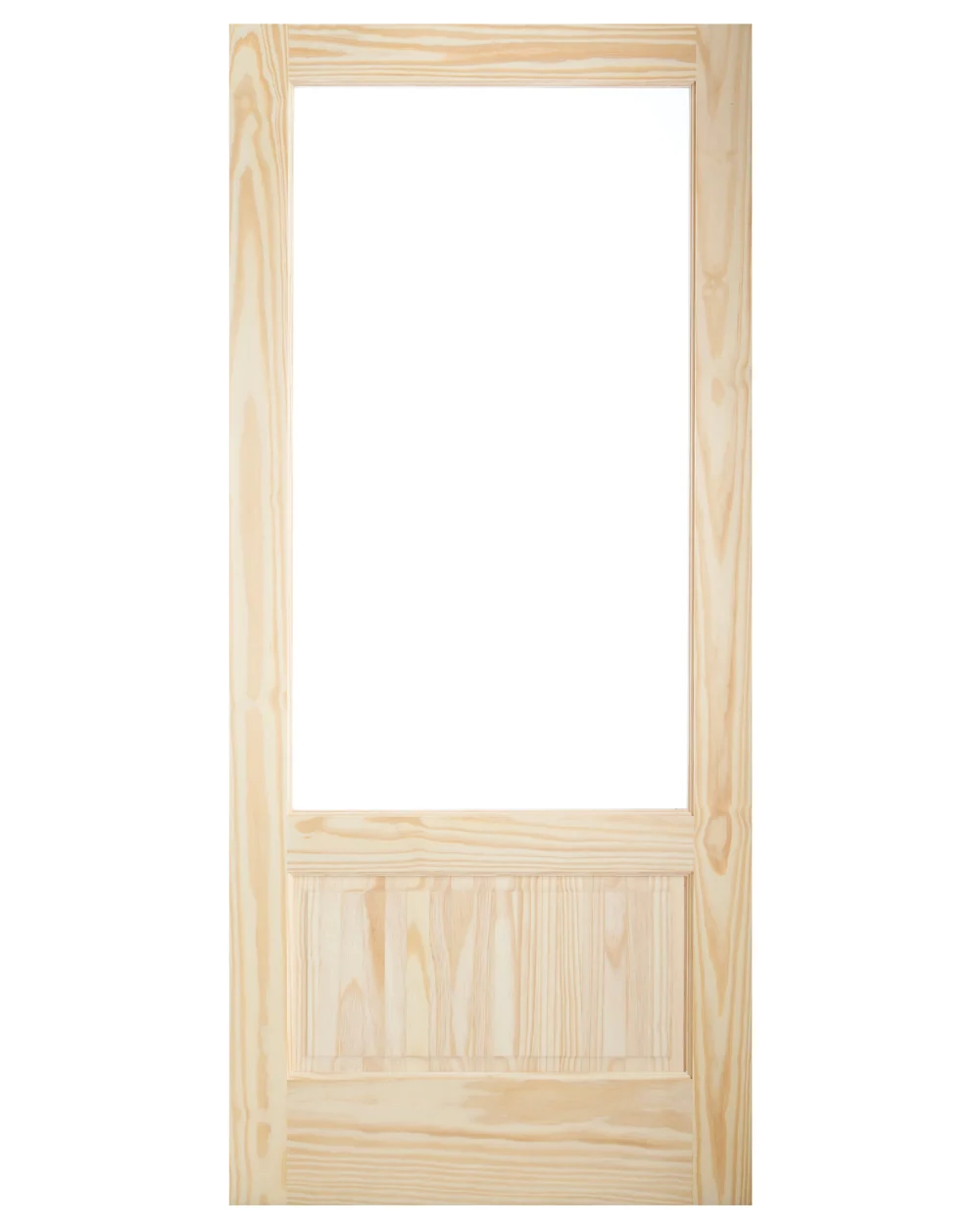 3/4 Single Lite Glass Over Raised Panel Pine Wood Exterior Door