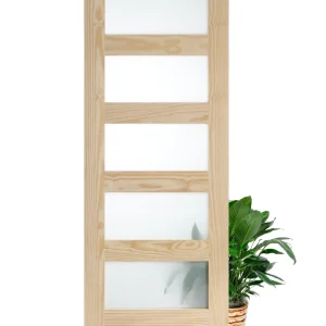 5 Frosted Glass Panel Shaker Style Wood Interior Door