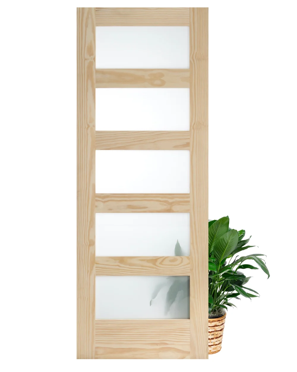 5 Frosted Glass Panel Shaker Style Wood Interior Door