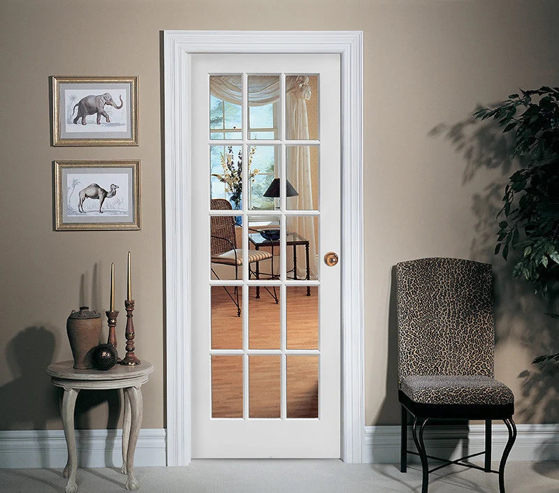 15 Lite Glass French Primed Wood Interior Door - Image 4
