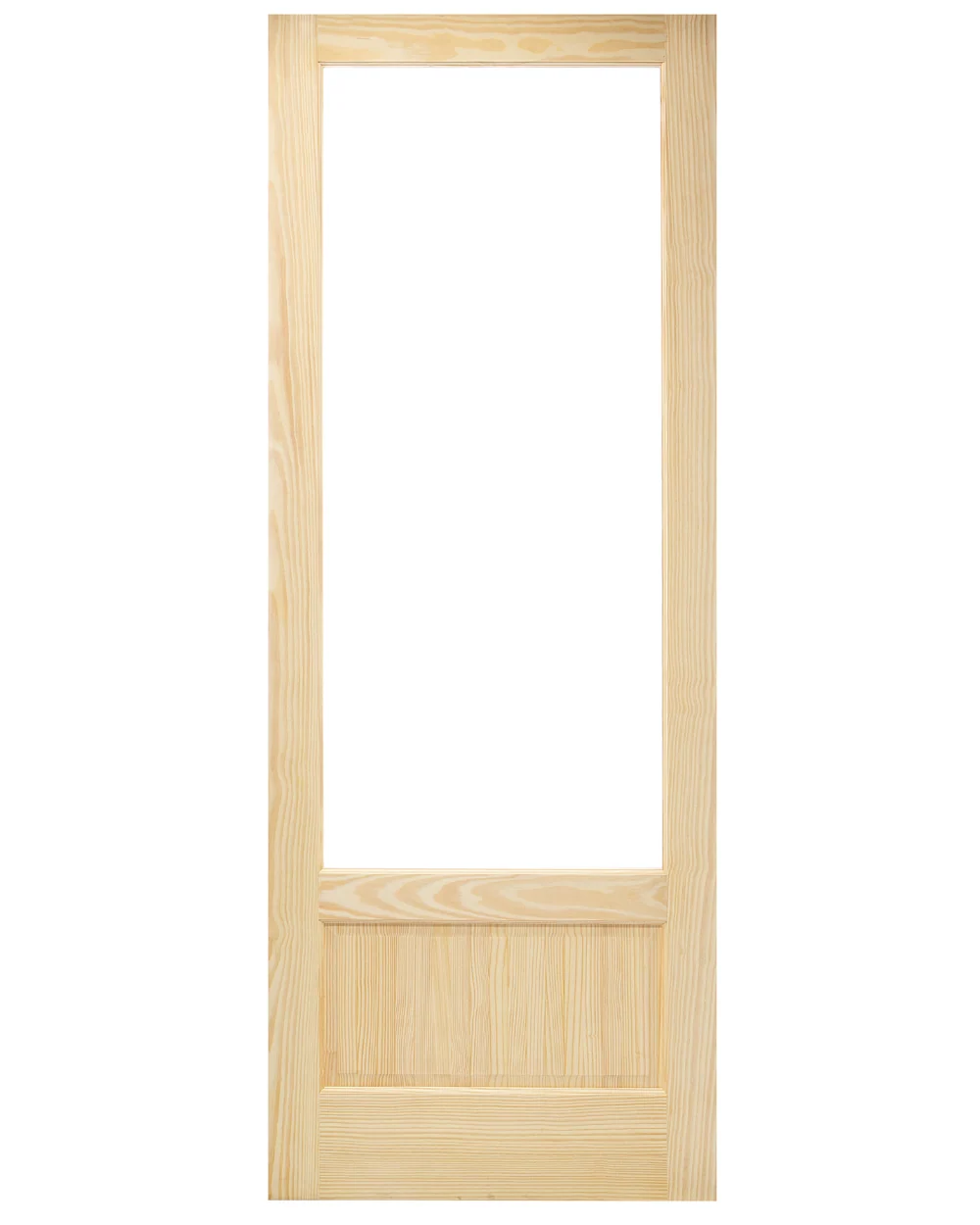 3/4 Single Lite Glass Over Raised Panel Pine Wood Exterior Door