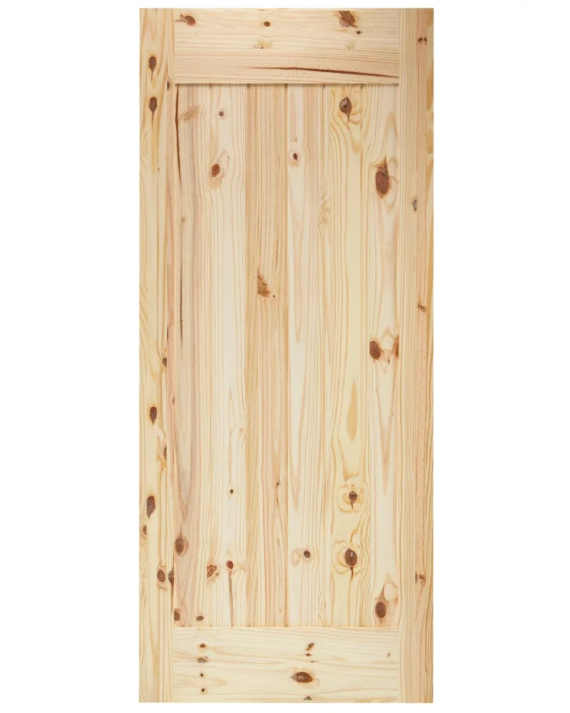 Single Panel V-Groove Knotty Pine Wood Interior Barn Door