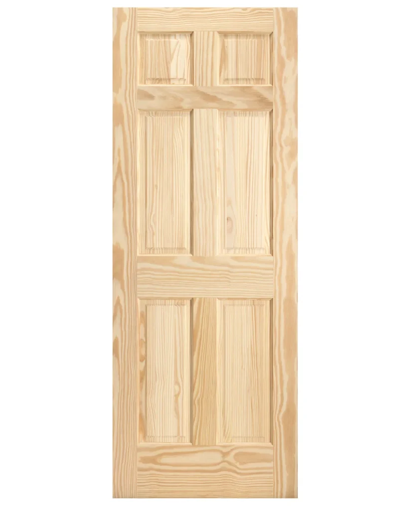 6 Panel Raised Double Hip Solid Core Pine Wood Interior Door