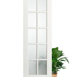 10 Lite Frosted Glass French Primed Wood Interior Door