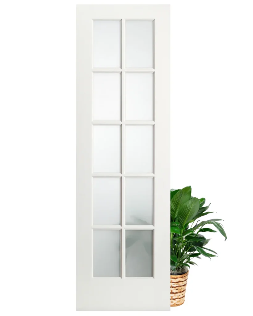 10 Lite Frosted Glass French Primed Wood Interior Door