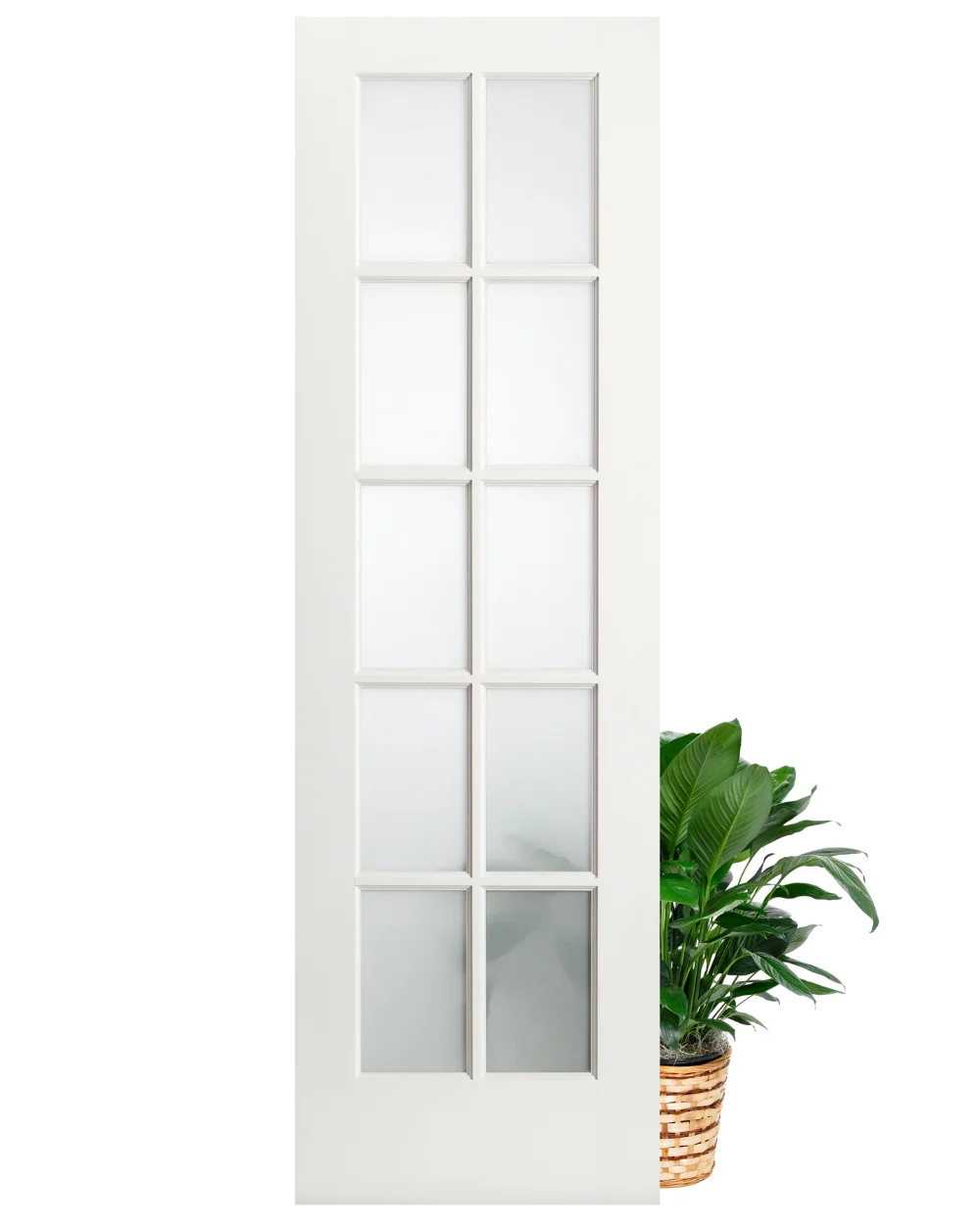 10 Lite Frosted Glass French Primed Wood Interior Door