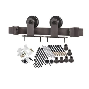 Top of Door Strap Barn Door Hardware Kit with Track and Rollers