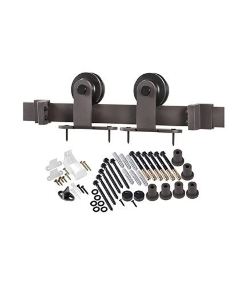 Top of Door Strap Barn Door Hardware Kit with Track and Rollers