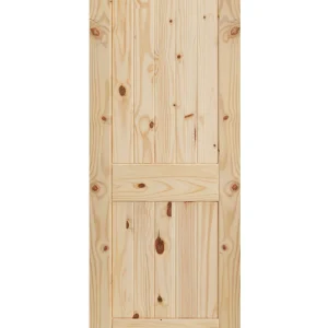 2 Panel Square Top V-Groove Knotty Pine Wood Interior Door