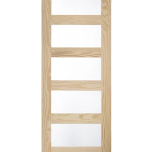 5 Clear Glass Panel Shaker Style Wood Interior Door