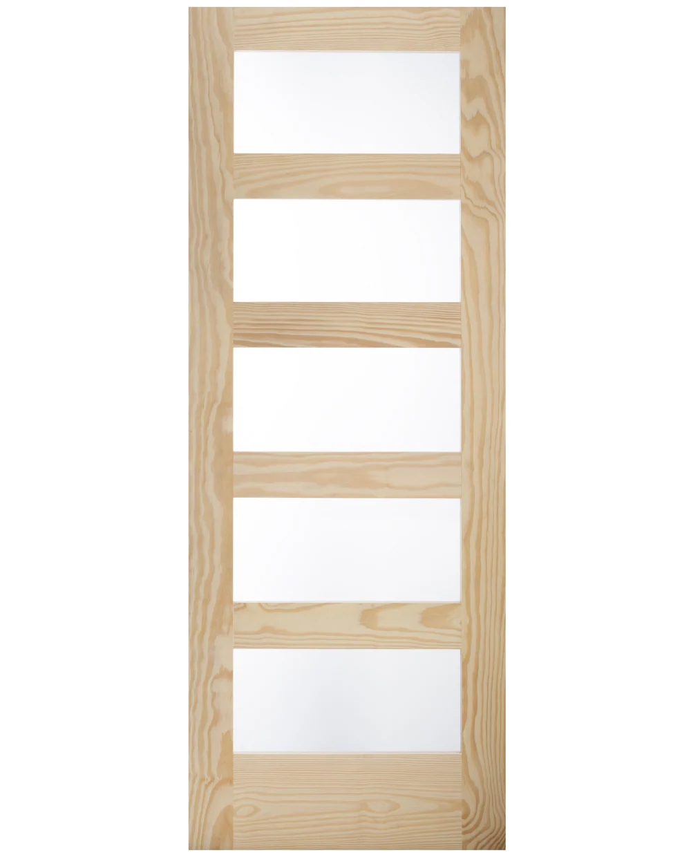 5 Clear Glass Panel Shaker Style Wood Interior Door