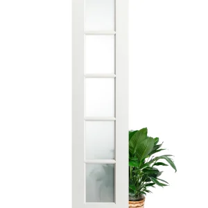 5 Lite Frosted Glass French Primed Wood Interior Door