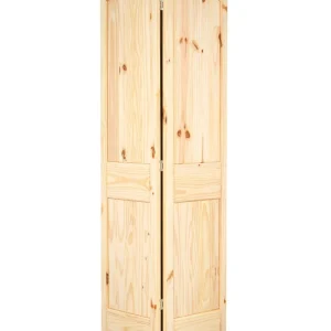 2 Panel Arch Top V-Groove Knotty Pine Wood Bifold Interior Door