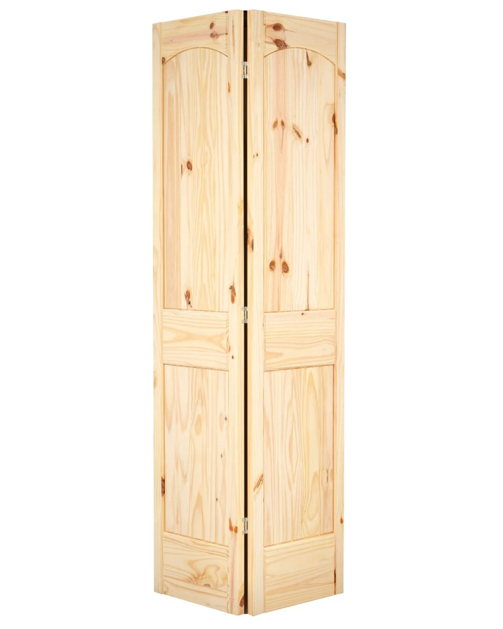 2 Panel Arch Top V-Groove Knotty Pine Wood Bifold Interior Door